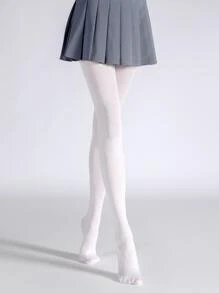 Simple Plain Tights, Cozy - White - View 2