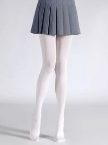 Simple Plain Tights, Cozy - White - View 4
