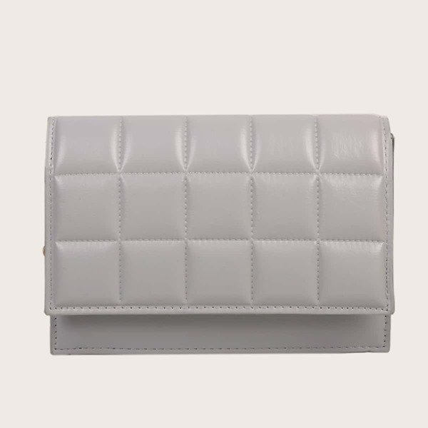 

Quilted Flap Chain Crossbody Bag, Light grey