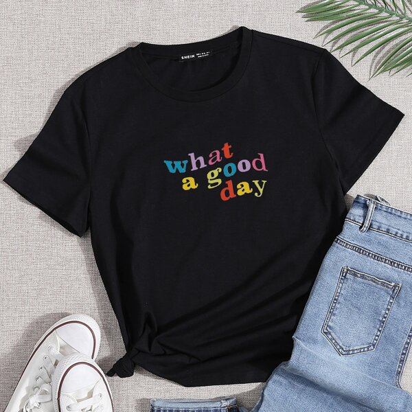 

Slogan Graphic Tee, Black