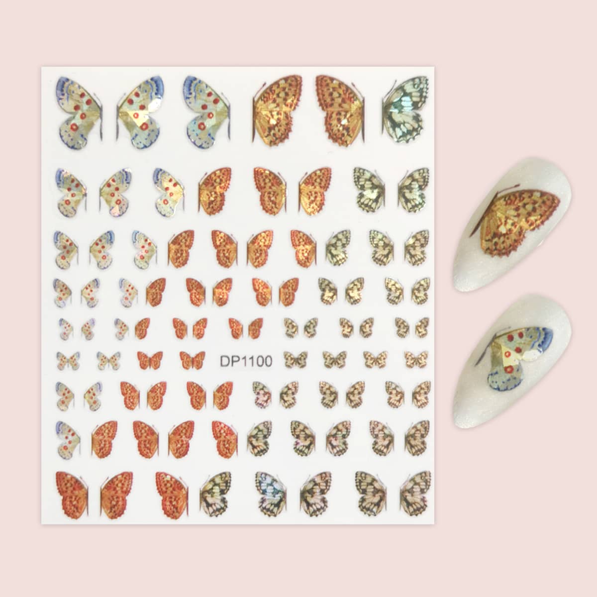 

1sheet Butterfly Pattern Laser Nail Art Sticker, Multicolor
