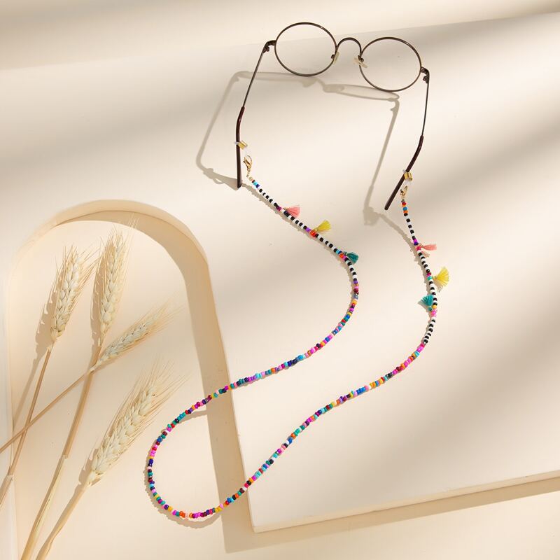 

1pc Tassel Decor Beaded Glasses Chain, Multicolor