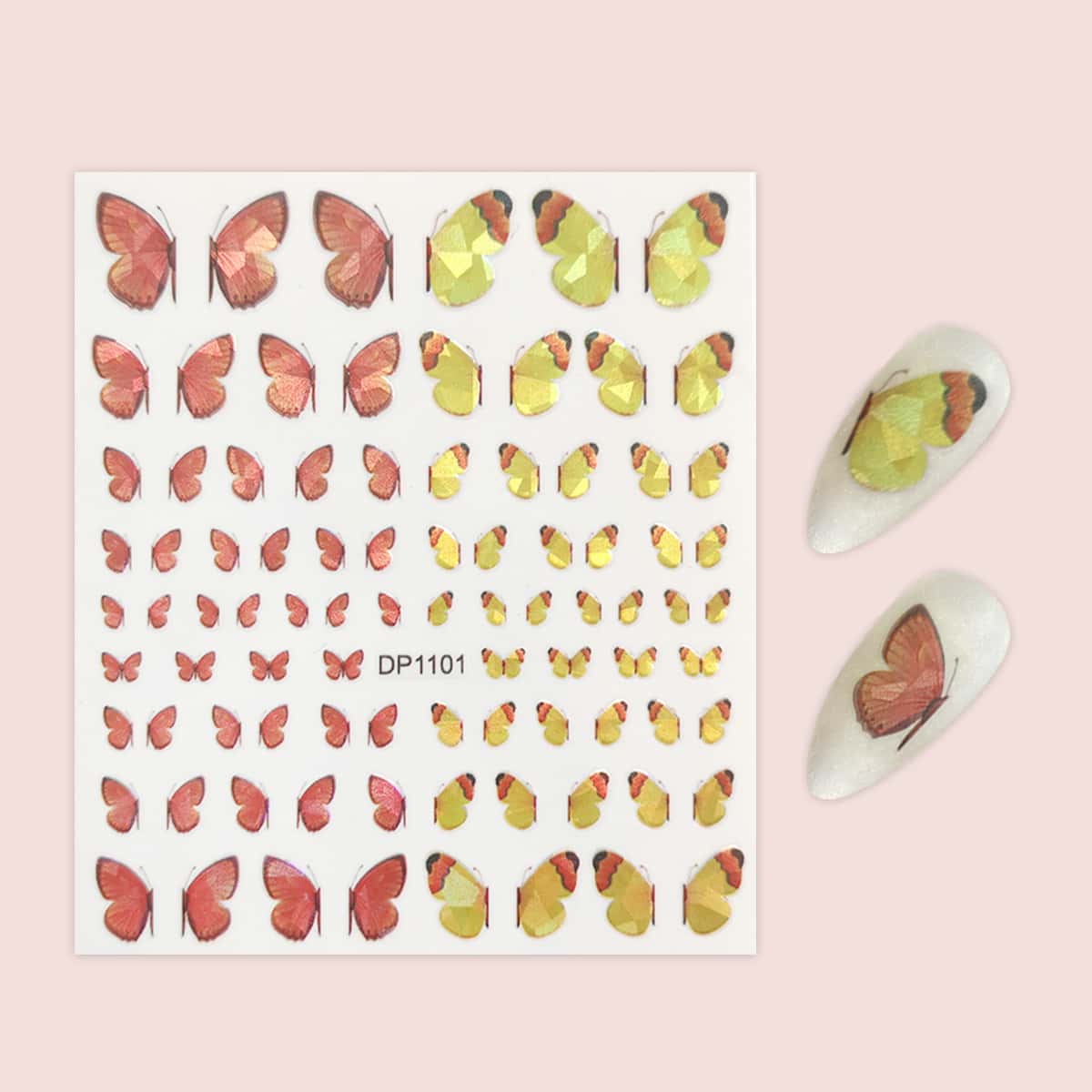 

1sheet Butterfly Pattern Laser Nail Art Sticker, Multicolor