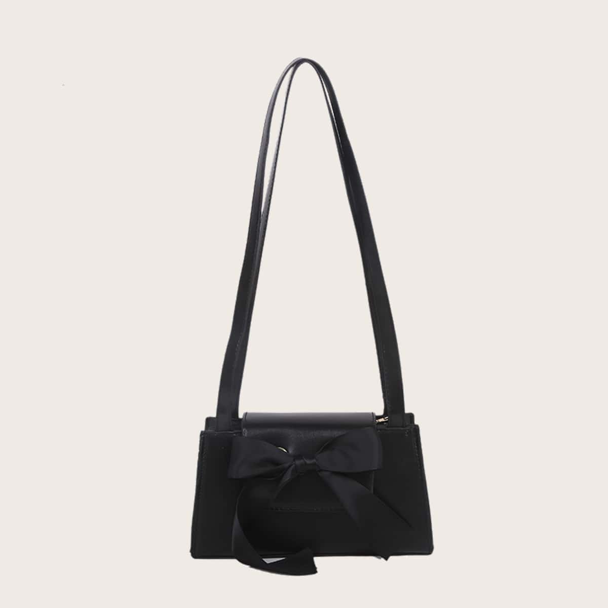 

Solid Bow Knot Shoulder Bag, Black