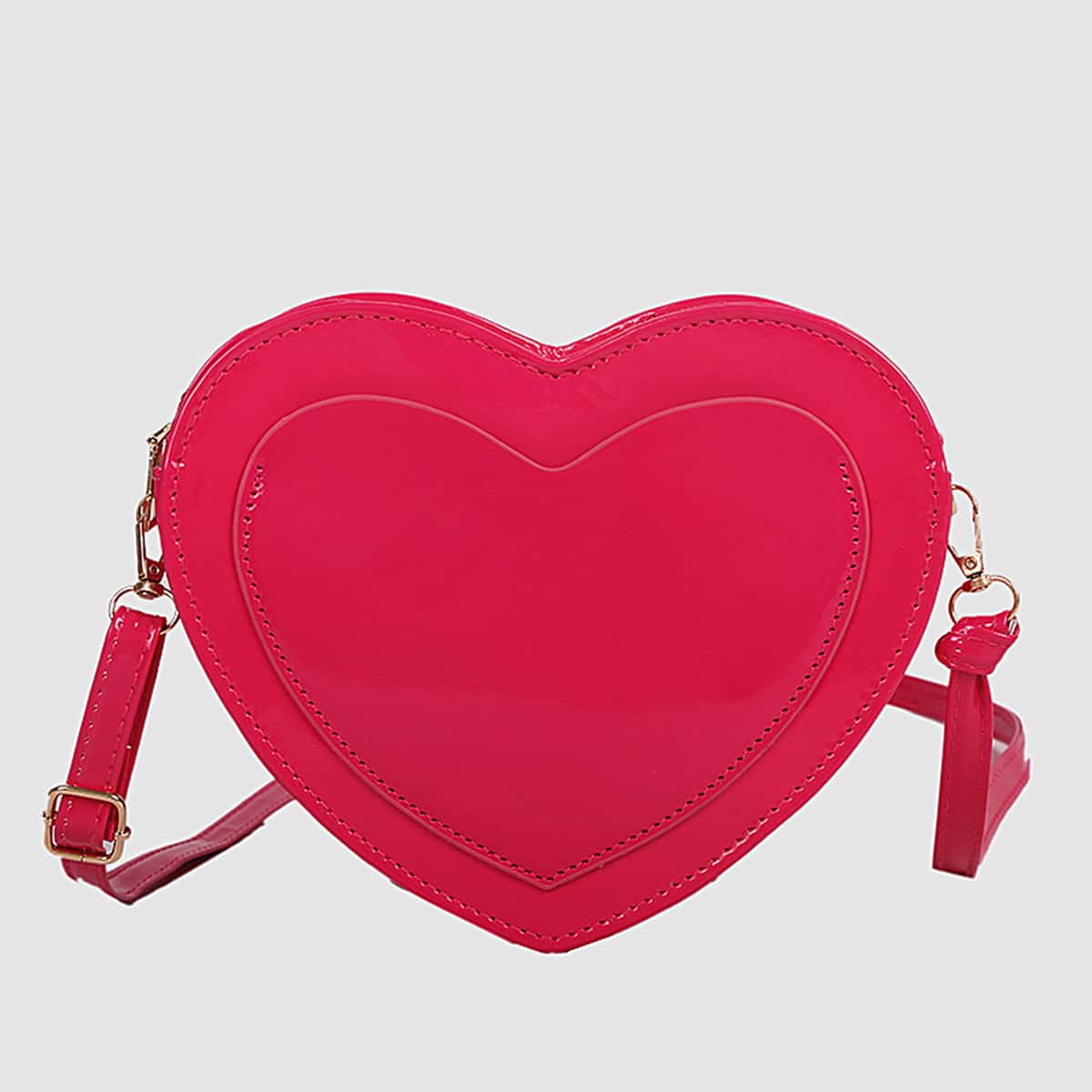

Heart Shaped Crossbody Bag, Hot pink