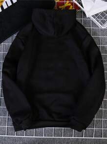 SHEIN EZwear Áo nỉ Dây kéo Hoa Giải trí - màu đen - Xem 2