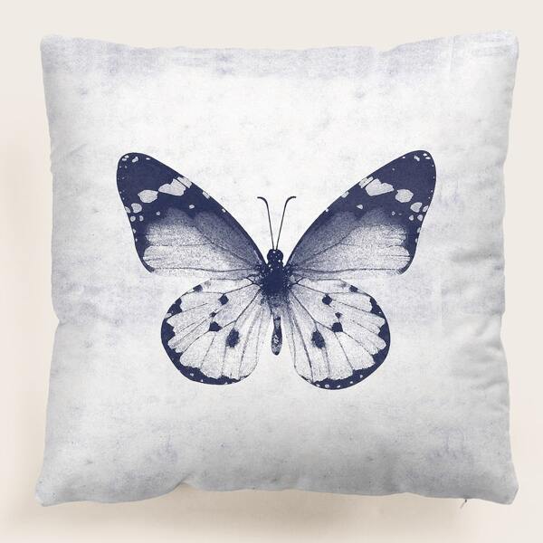 

Butterfly Print Cushion Cover Without Filler, White