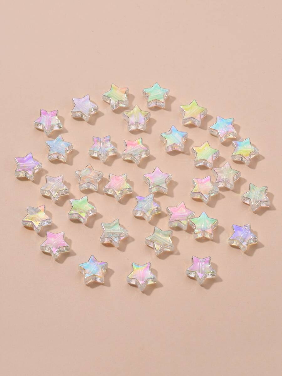 DIY Transparent Acrylic Beads Star AB Color Clear AB Star Beaded Jewelry Set - Clear - View 1