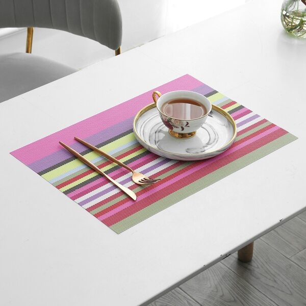 

1pc Striped Pattern Placemat, Multicolor