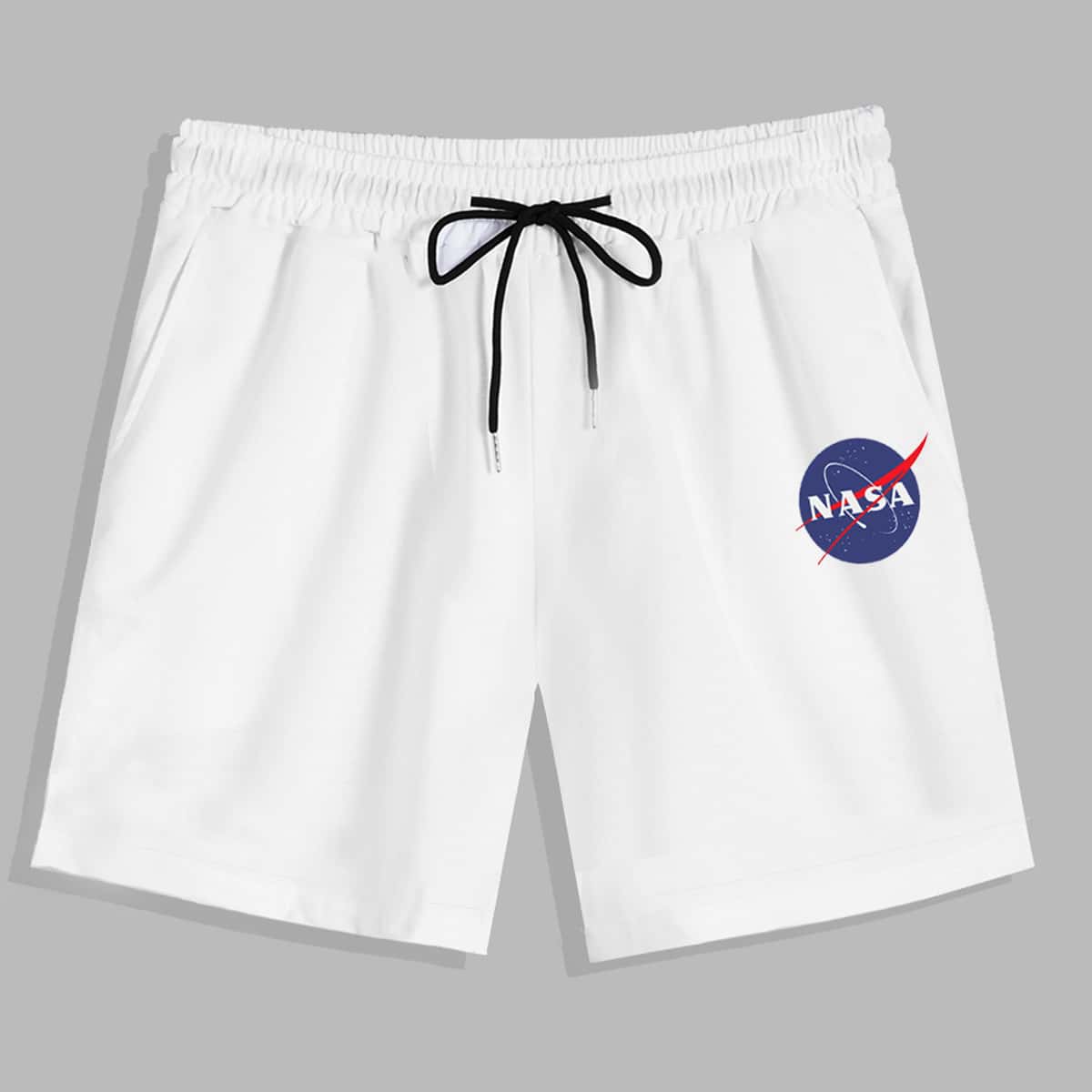 

Guys Letter Graphic Drawstring Shorts 7'', White