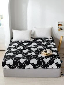 1入組心形圖案床笠 - 黑與白 - 查看 1