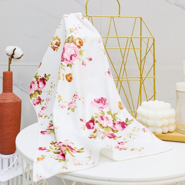 

1pc Floral Pattern Face Towel, White