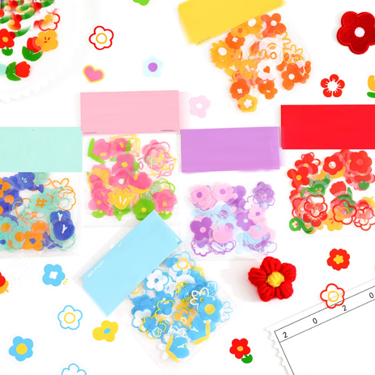 

45pcs 1pack Random Flower Sticker, Multicolor