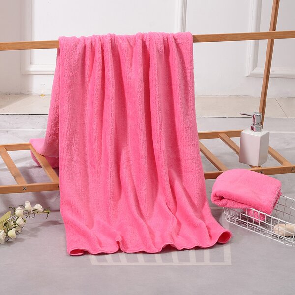 

Solid Color Absorbent Towel & Bath Towel Set, Hot pink