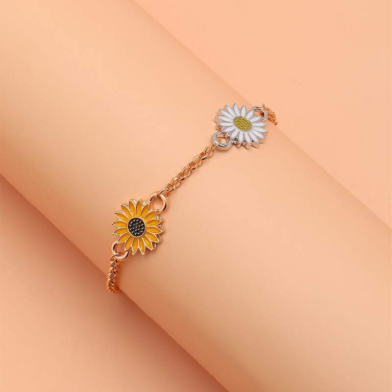 

Flower Decor Anklet, Gold