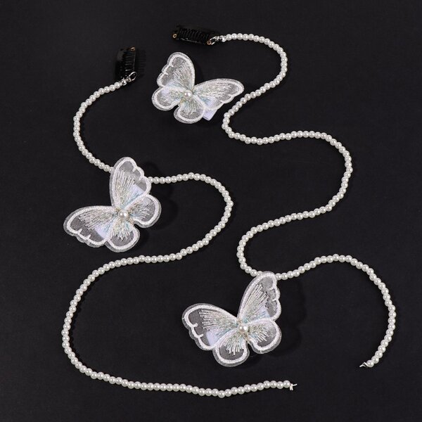 

5pcs Butterfly & Faux Pearl Decor Hair Clip, White