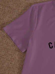 SHEIN Unity Number And Letter Graphic Tee - Mauve Purple - View 4