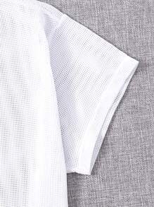 Easithlete 3 件套健身运动套装不对称领口运动胸罩和网眼 T 恤和紧身裤，带手机口袋健身服，女士网球服健身女士套装女士紧身裤套装 - 藍白色 - 查看 3