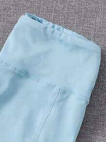 Easithlete 3 件套健身运动套装不对称领口运动胸罩和网眼 T 恤和紧身裤，带手机口袋健身服，女士网球服健身女士套装女士紧身裤套装 - 藍白色 - 查看 4