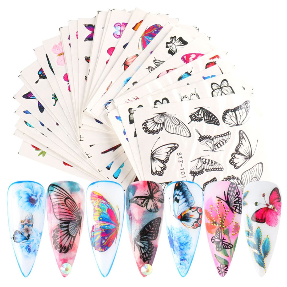 

30pcs Butterfly Nail Art Sticker, Multicolor