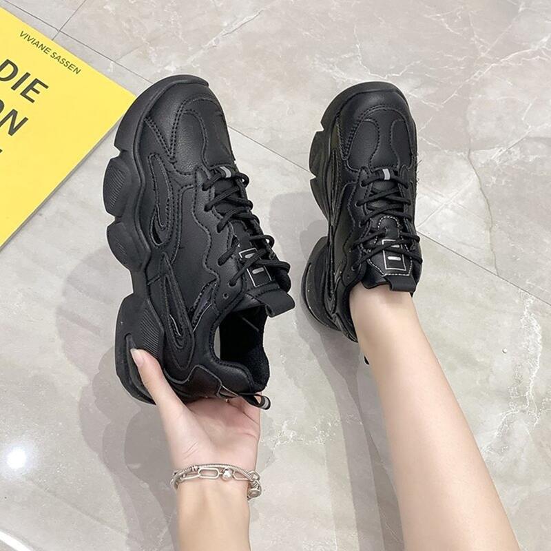 

Lace-up Front Chunky Sneakers, Black