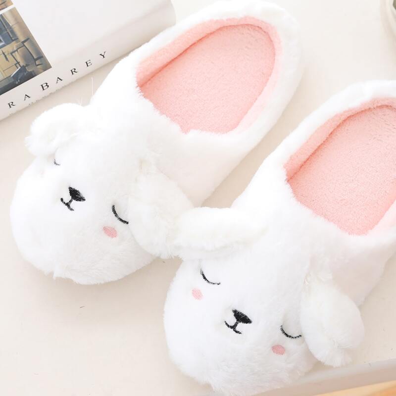 

Cartoon Rabbit Fluffy Slippers, White