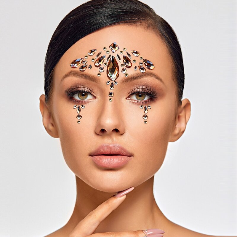 

1sheet Water-drop Rhinestone Eye Tattoo Sticker, Multicolor