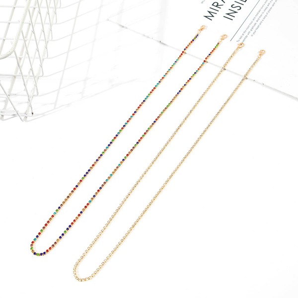 

2pcs Rhinestone Decor Face Mask Chain, Gold