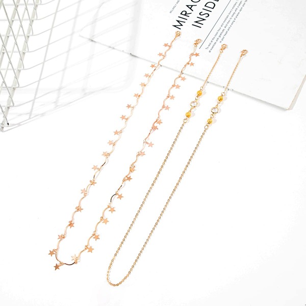 

2pcs Star Charm Face Mask Chain, Gold