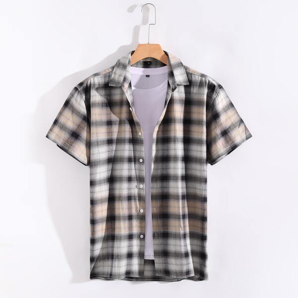 

Men Random Plaid Button Up Shirt, Multicolor