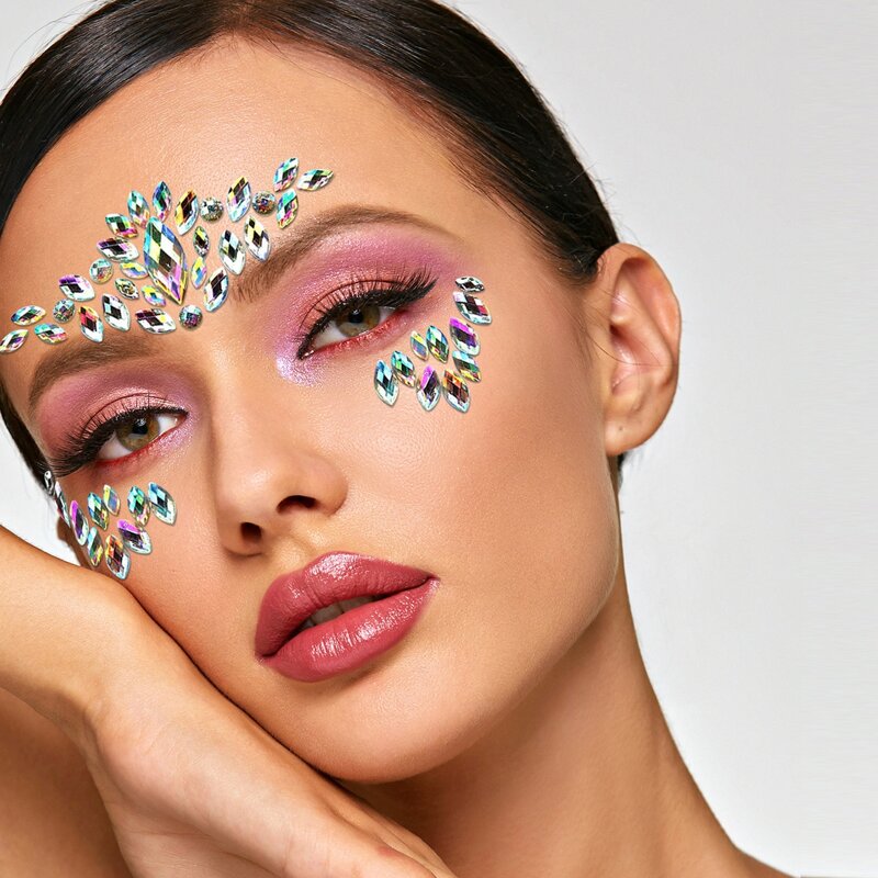 

1sheet Water-drop Rhinestone Eye Tattoo Sticker, Multicolor