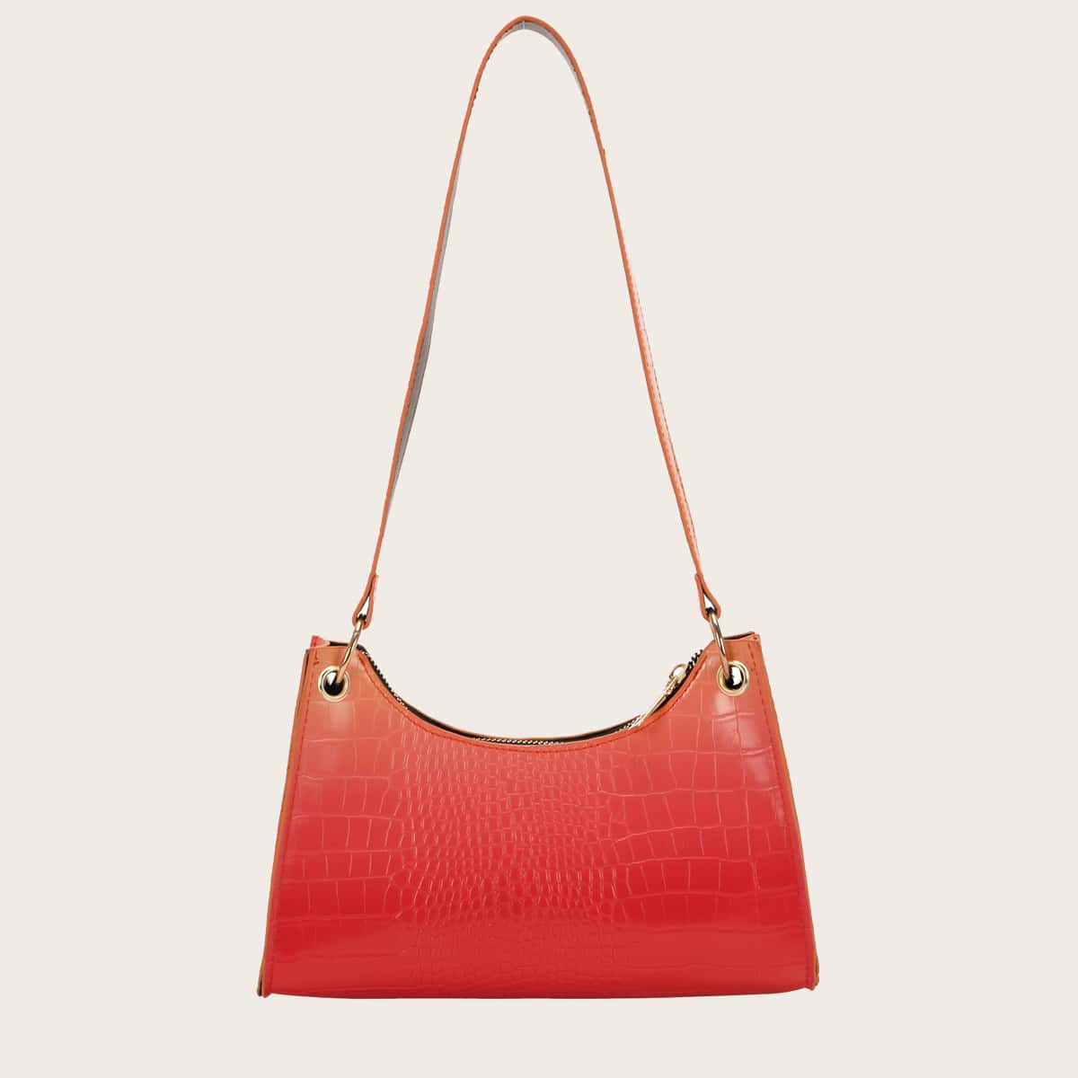 

Ombre Croc Embossed Shoulder Bag, Orange
