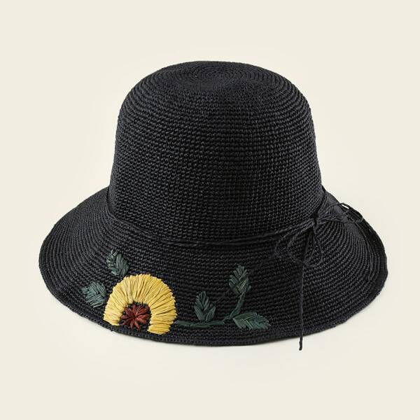 

Bow Tie Decor Sun Hat, Black