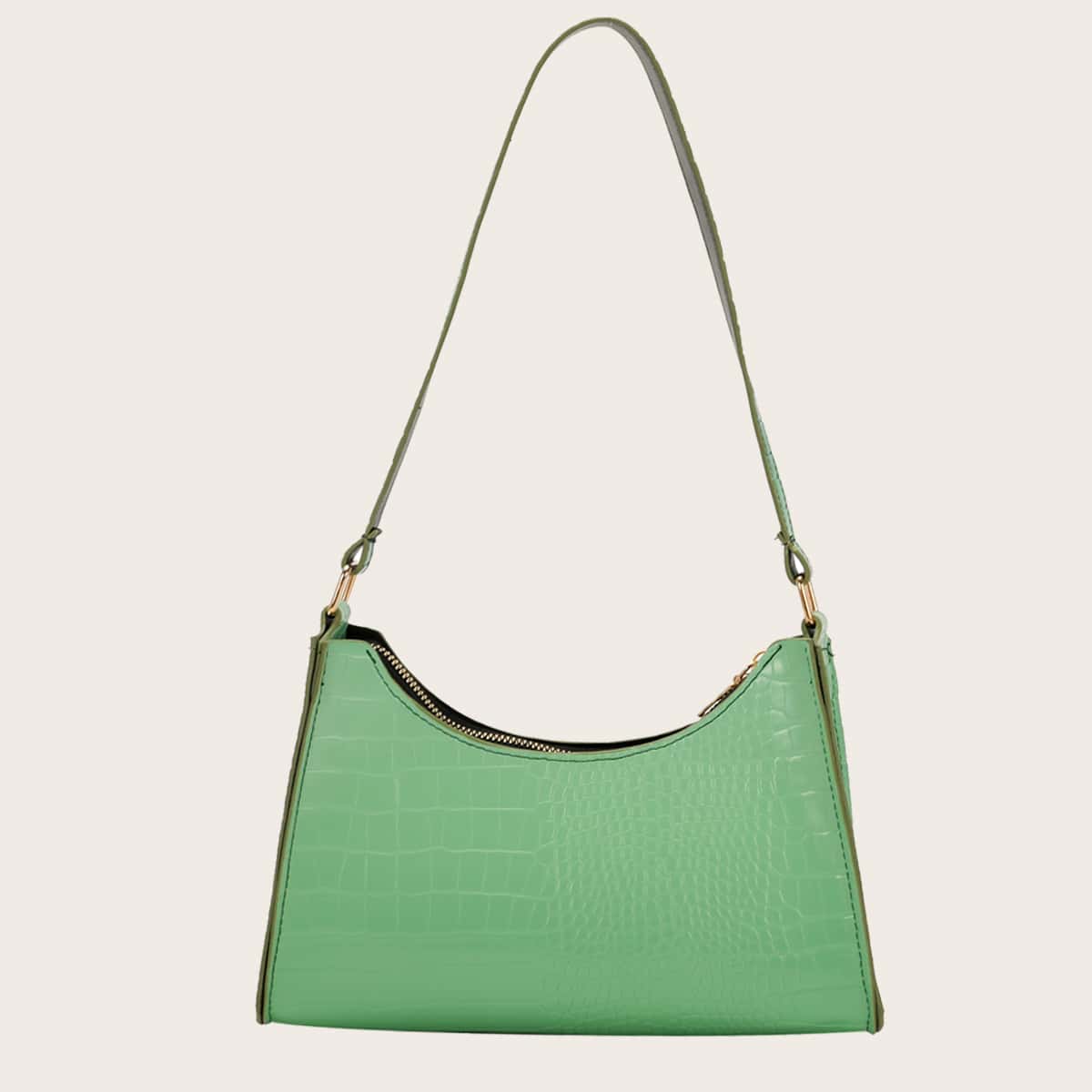 

Ombre Croc Embossed Shoulder Bag, Green