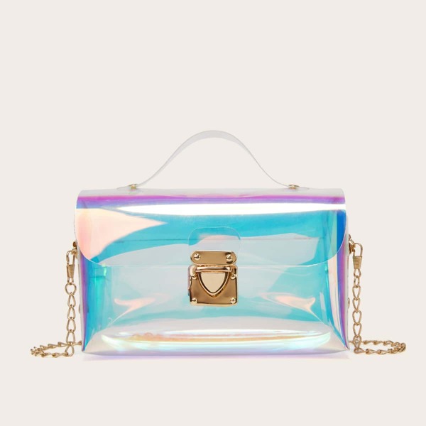 

Holographic Satchel Bag, Blue