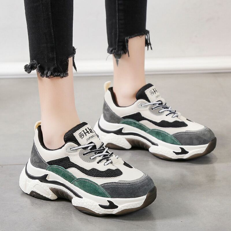 

Colorblock Lace-up Chunky Sneakers, Multicolor