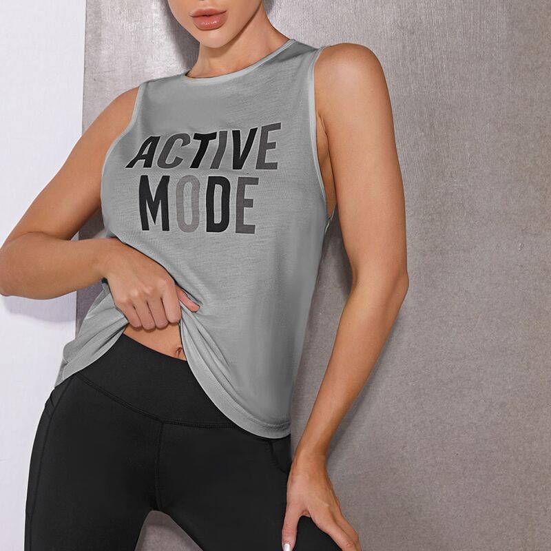 

Soft Slogan Graphic Sports Tee, Grey