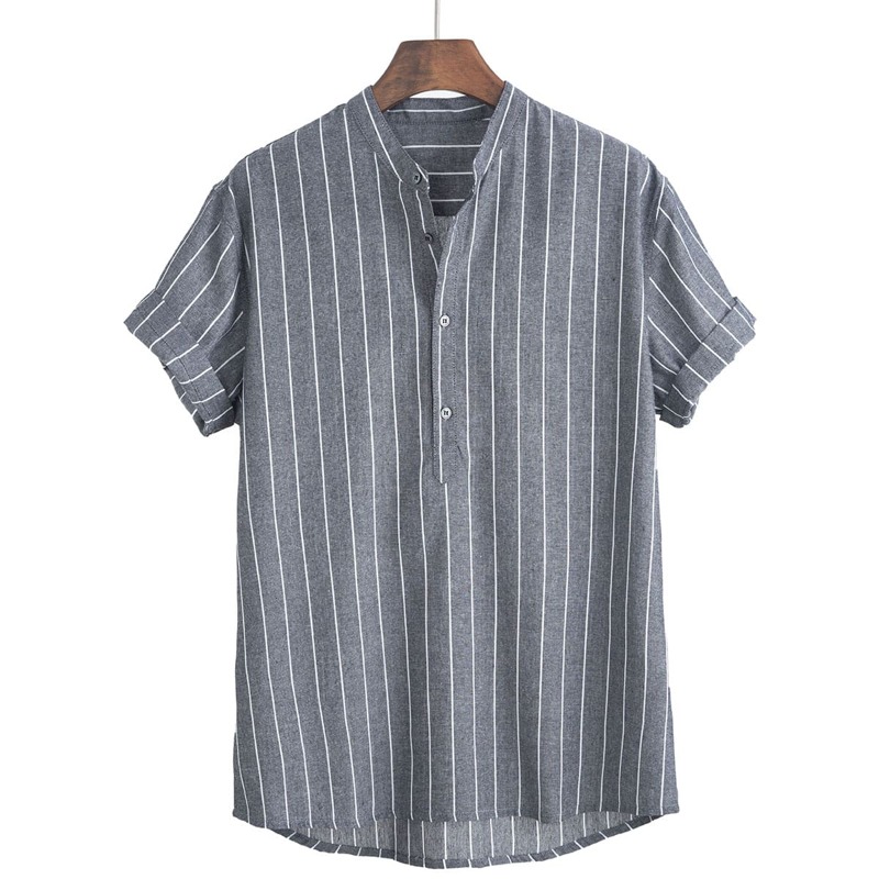 

Guys Striped Button Front Shirt, Grey