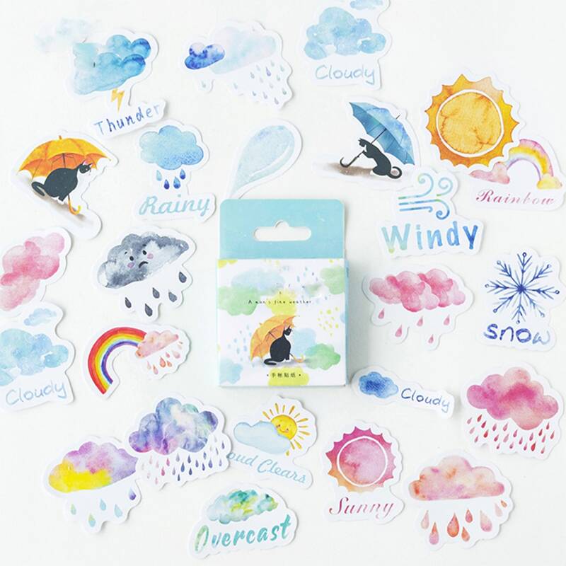 

46pcs Weather Pattern Sticker, Multicolor