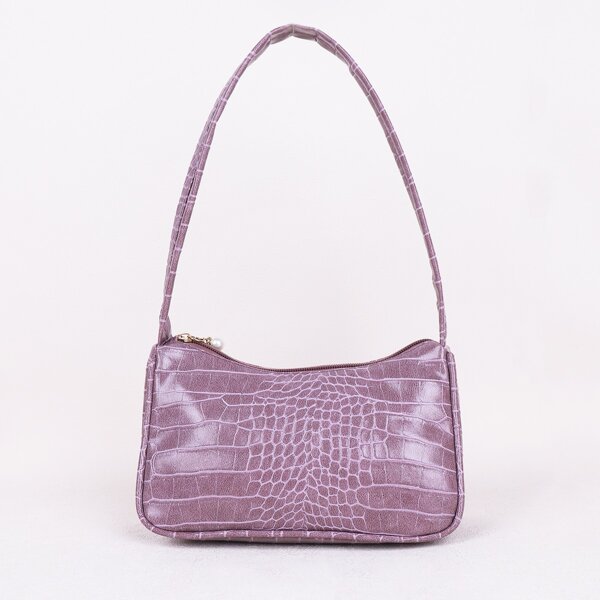 

Croc Embossed Baguette Bag, Purple