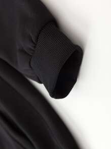 SHEIN LUNE 心形圖案保暖內襯連帽衫 - 黑色 - 查看 3