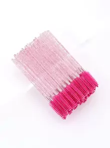50pcs Disposable Eyelash Brush & Curler & Wand For Makeup, Sterilized, Popular, Suitable For Home And Gifting - Hot Pink - View 2