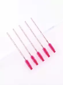 50pcs Disposable Eyelash Brush & Curler & Wand For Makeup, Sterilized, Popular, Suitable For Home And Gifting - Hot Pink - View 3