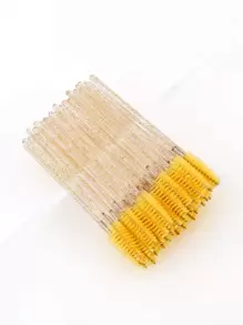 Bộ 50 Dùng Một Lần Lông Mi Bàn Chải Uốn Vệ Sinh Mi Cây Đũa Phép Trang Điểm Cho Gia Đình & Quà Tặng - Màu vàng - Xem 1