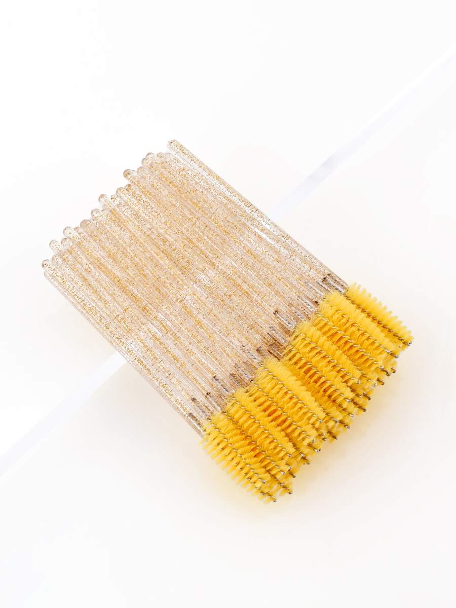 Bộ 50 Dùng Một Lần Lông Mi Bàn Chải Uốn Vệ Sinh Mi Cây Đũa Phép Trang Điểm Cho Gia Đình & Quà Tặng - Màu vàng - Xem 1