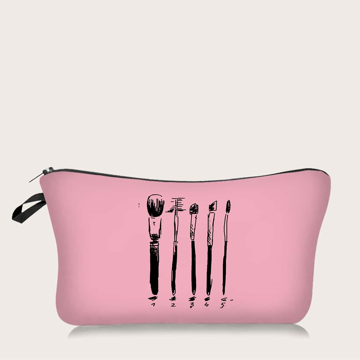 

Graphic Zipper Makeup Bag, Pink