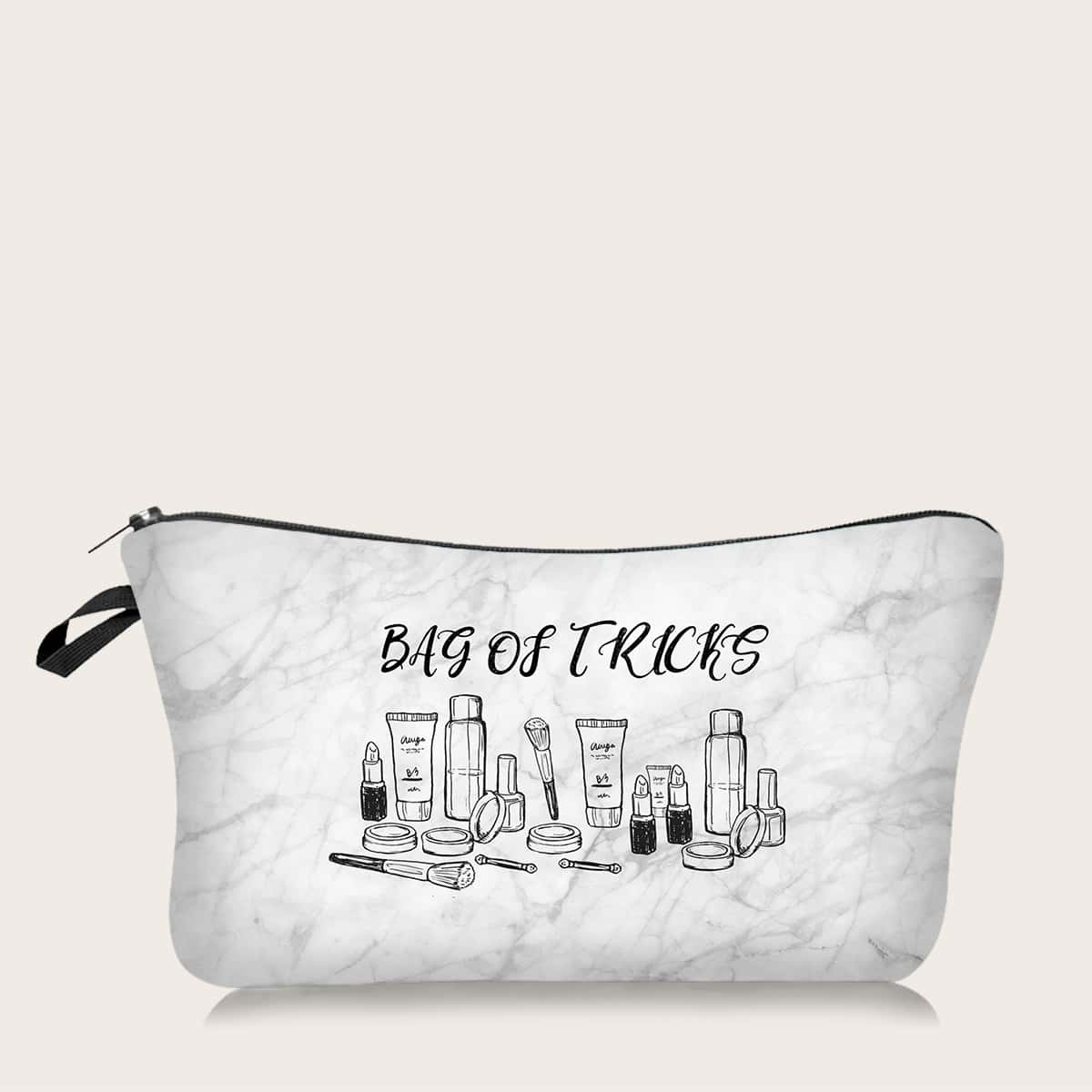 

Marble Pattern Zipper Makeup Bag, Light grey