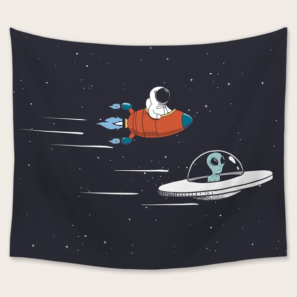 

Astronaut Print Kids Tapestry, Navy blue