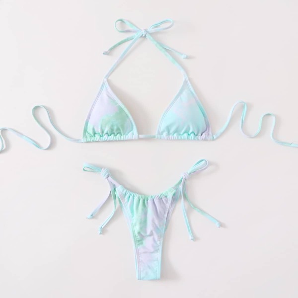 

Tie Dye Triangle Thong Bikini Swimsuit, Multicolor