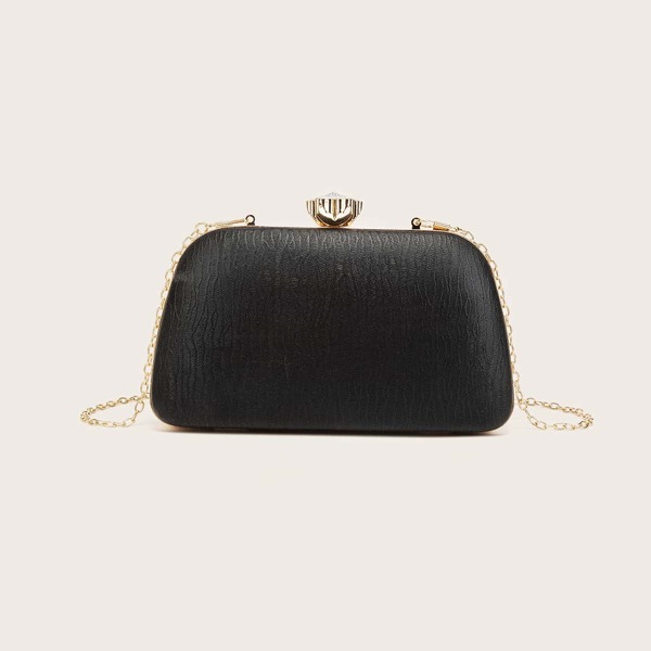 

Rhinestone Decor Chain Box Bag, Black